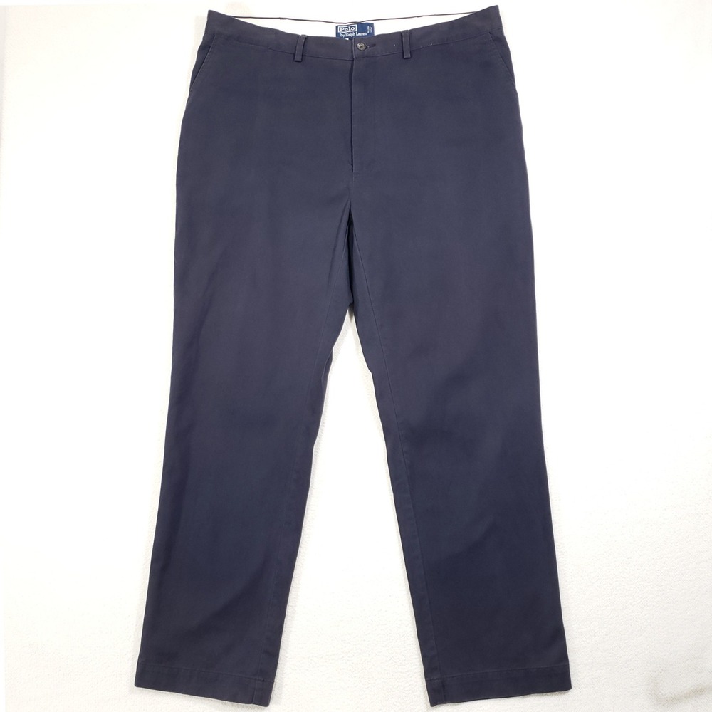 Polo Ralph Lauren Chino Pants Men 40x32 Navy Blue Cotton Straight Flat Front VTG